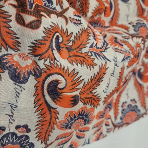 Free People Travel ✈️ Light Tote Bag NWOT Orange Navy Blue - Picture 2 of 3